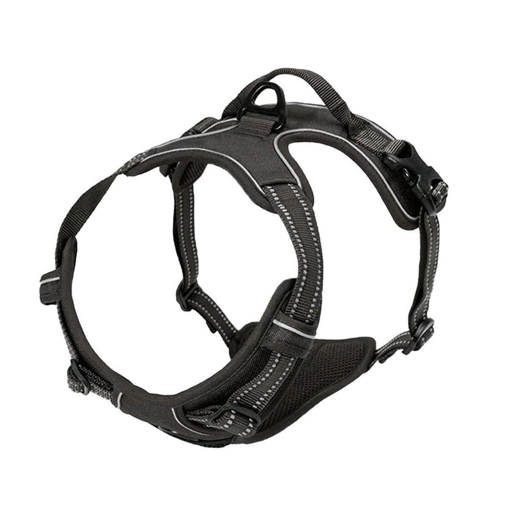 Adjustable No-Pull Dog Harness Vest S-XL Reflective Pet Training Outdoor Handle - Black-M