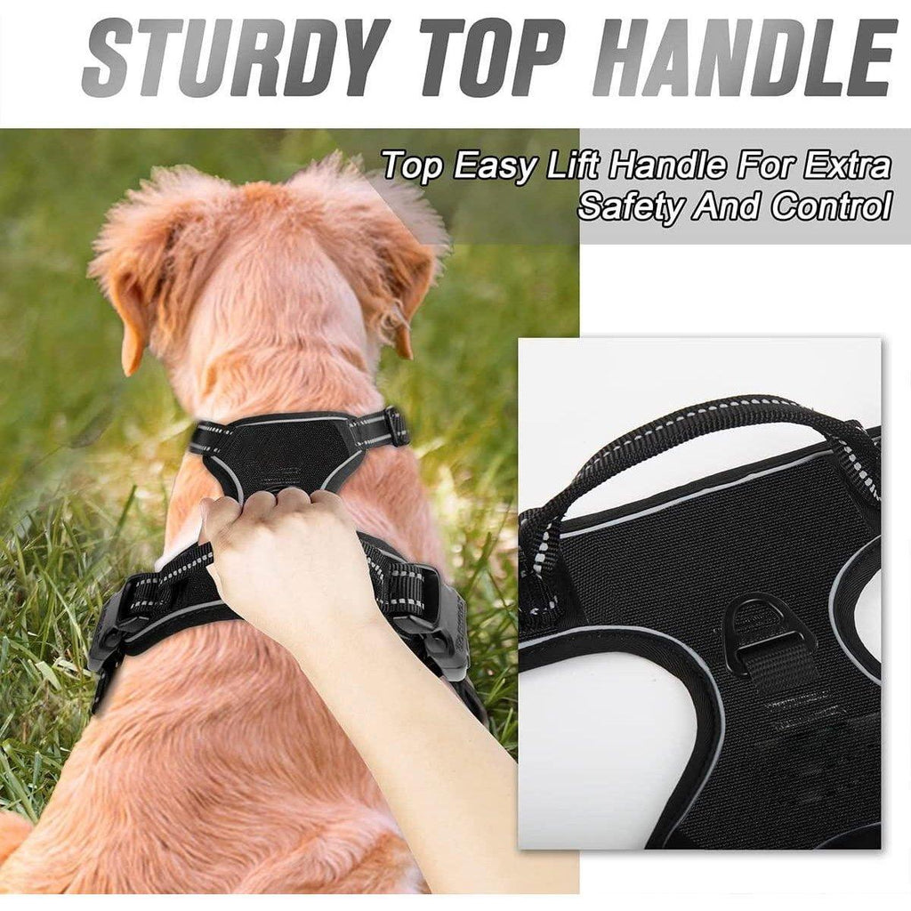 Adjustable No-Pull Dog Harness Vest S-XL Reflective Pet Training Outdoor Handle - Blue-XL