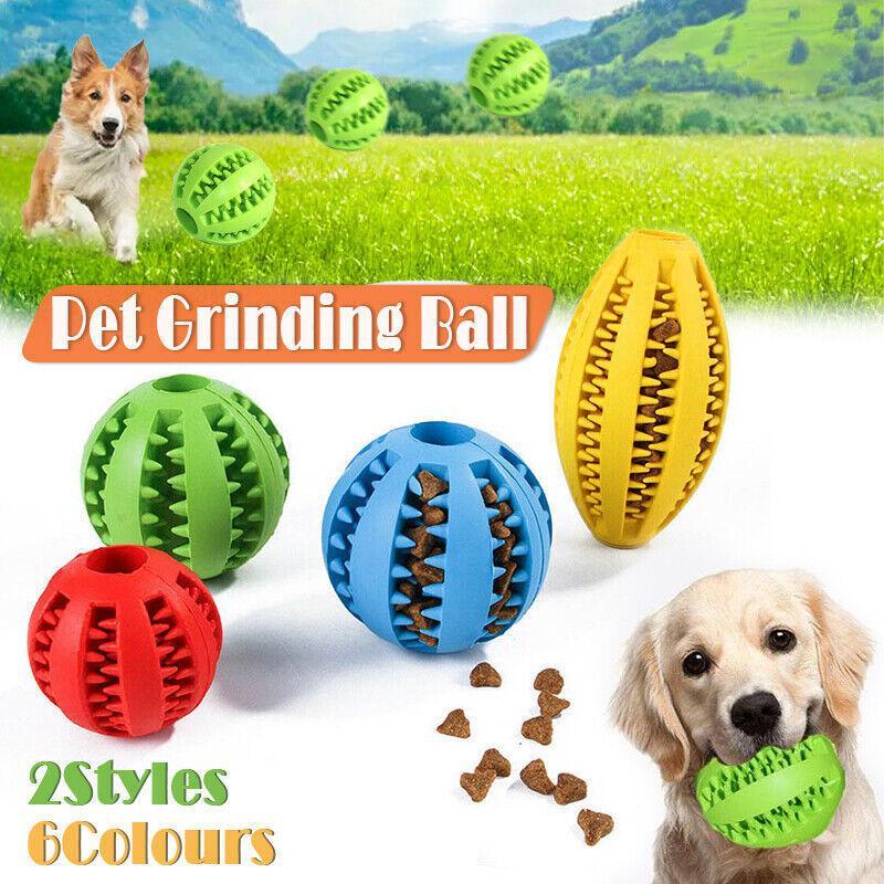 Dog Chew Toy Rubber Ball Treat Dispenser Dental Cleaning Training Play Ball - Green Spherical (Large)