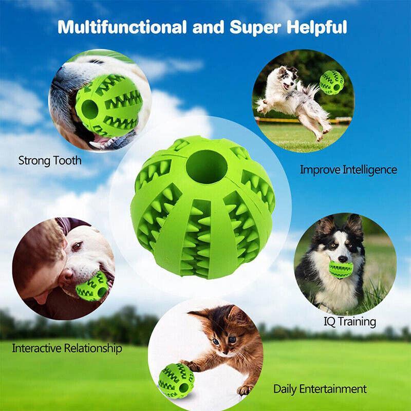 Dog Chew Toy Rubber Ball Treat Dispenser Dental Cleaning Training Play Ball - Orange Spherical (Small)