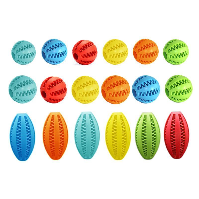 Dog Chew Toy Rubber Ball Treat Dispenser Dental Cleaning Training Play Ball - Red Spherical (Large)