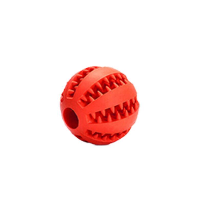 Dog Chew Toy Rubber Ball Treat Dispenser Dental Cleaning Training Play Ball - Red Spherical (Small)