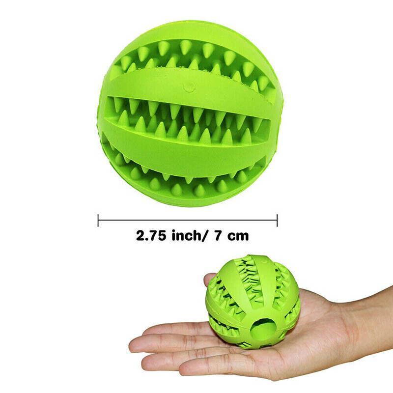 Dog Chew Toy Rubber Ball Treat Dispenser Dental Cleaning Training Play Ball - Yellow Spherical (Large)