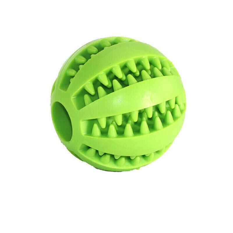 Dog Chew Toy Rubber Ball Treat Dispenser Dental Cleaning Training Play Ball - Yellow Spherical (Small)