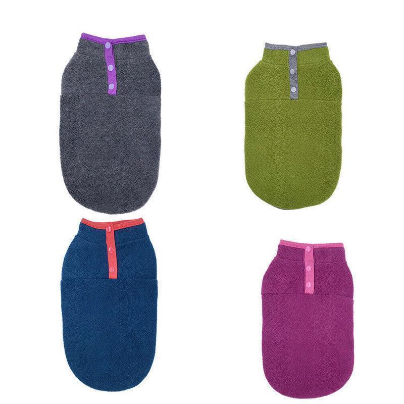 L Pet Dog Puppy Winter Warm Fleece Jumper Vest Coat Jacket Apparel Clothes Outdoor - Blue