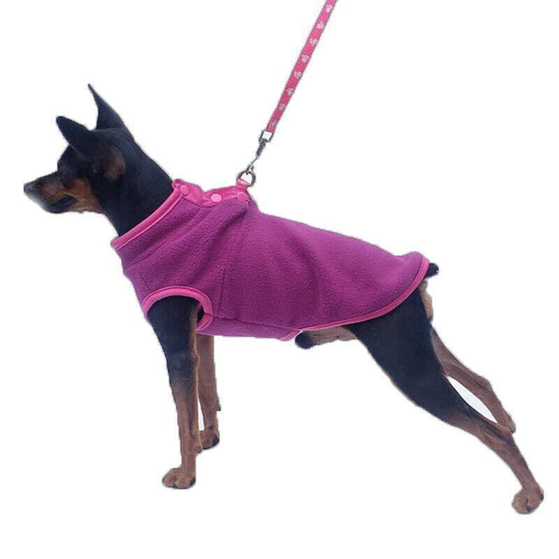 L Pet Dog Puppy Winter Warm Fleece Jumper Vest Coat Jacket Apparel Clothes Outdoor - Blue