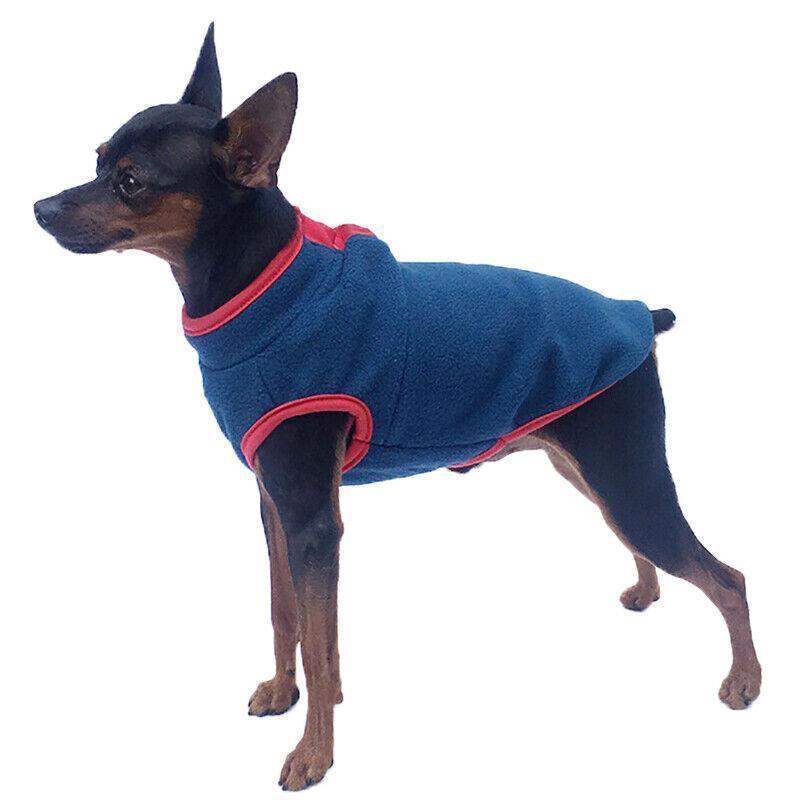 L Pet Dog Puppy Winter Warm Fleece Jumper Vest Coat Jacket Apparel Clothes Outdoor - Blue