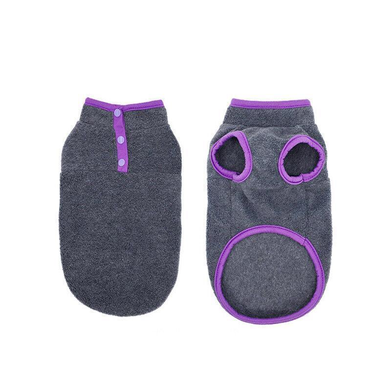 L Pet Dog Puppy Winter Warm Fleece Jumper Vest Coat Jacket Apparel Clothes Outdoor - Blue