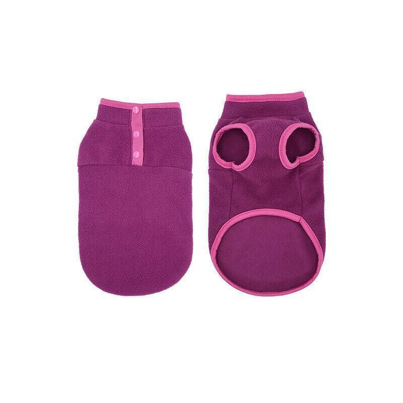 L Pet Dog Puppy Winter Warm Fleece Jumper Vest Coat Jacket Apparel Clothes Outdoor - Blue