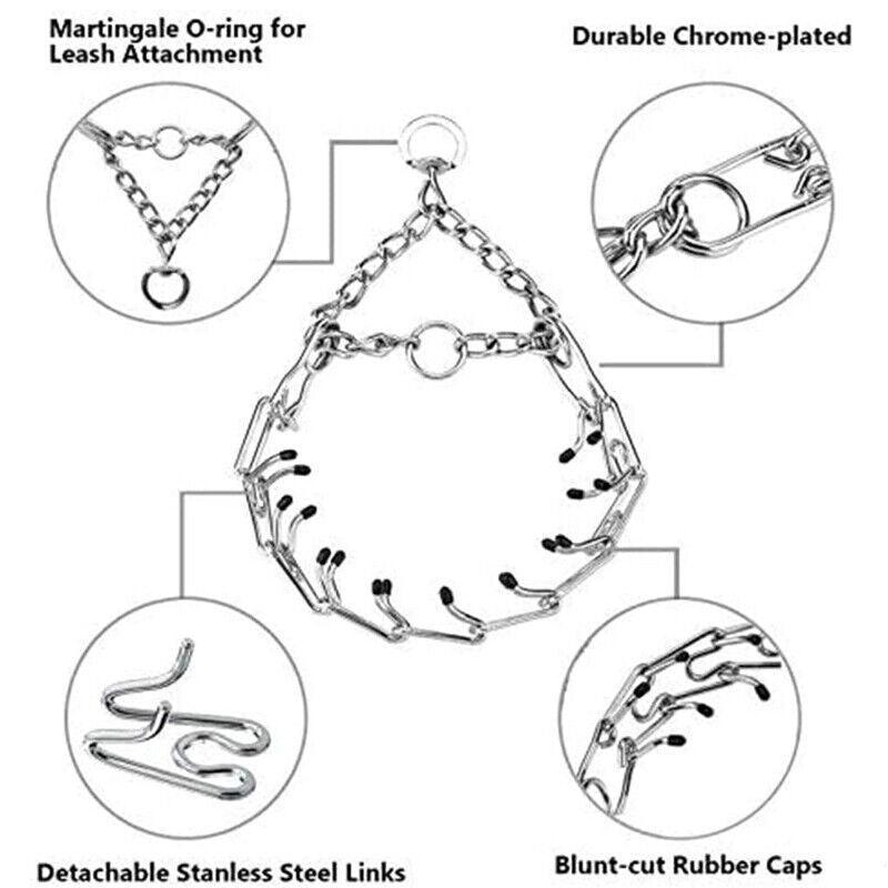 S-Xl Collar Choke Steel Metal Chain Dog Training Adjustable Necklace Sliver - L-3.5
