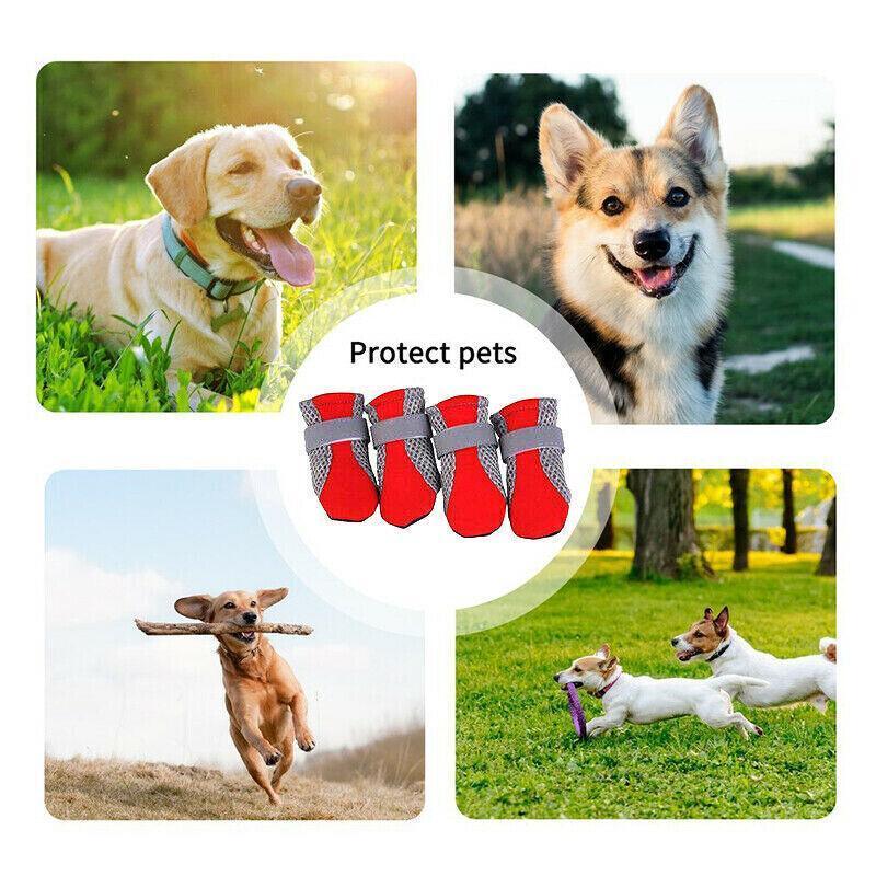 4PCS M Size Anti Slip Waterproof Protective Dog Shoes Rain Boots Pet Socks Booties - Rose Red