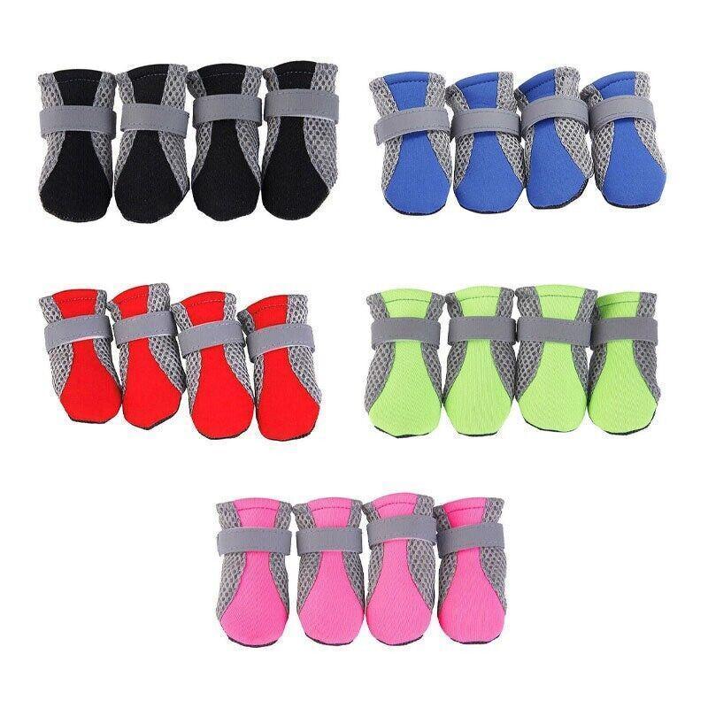 4PCS S Size Anti Slip Waterproof Protective Dog Shoes Rain Boots Pet Socks Booties - Rose Red