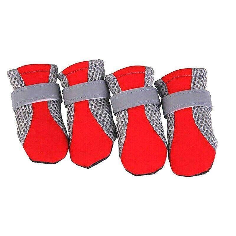 4PCS S Size Anti Slip Waterproof Protective Dog Shoes Rain Boots Pet Socks Booties - Rose Red