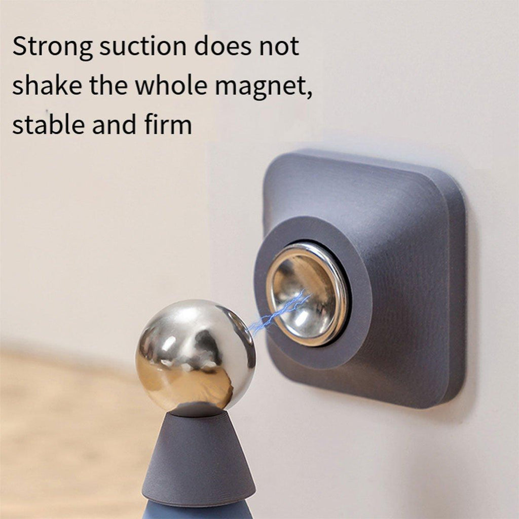 Silicone Silent Door Stopper with Suction Base and Secure Hold Catch Design - Grey