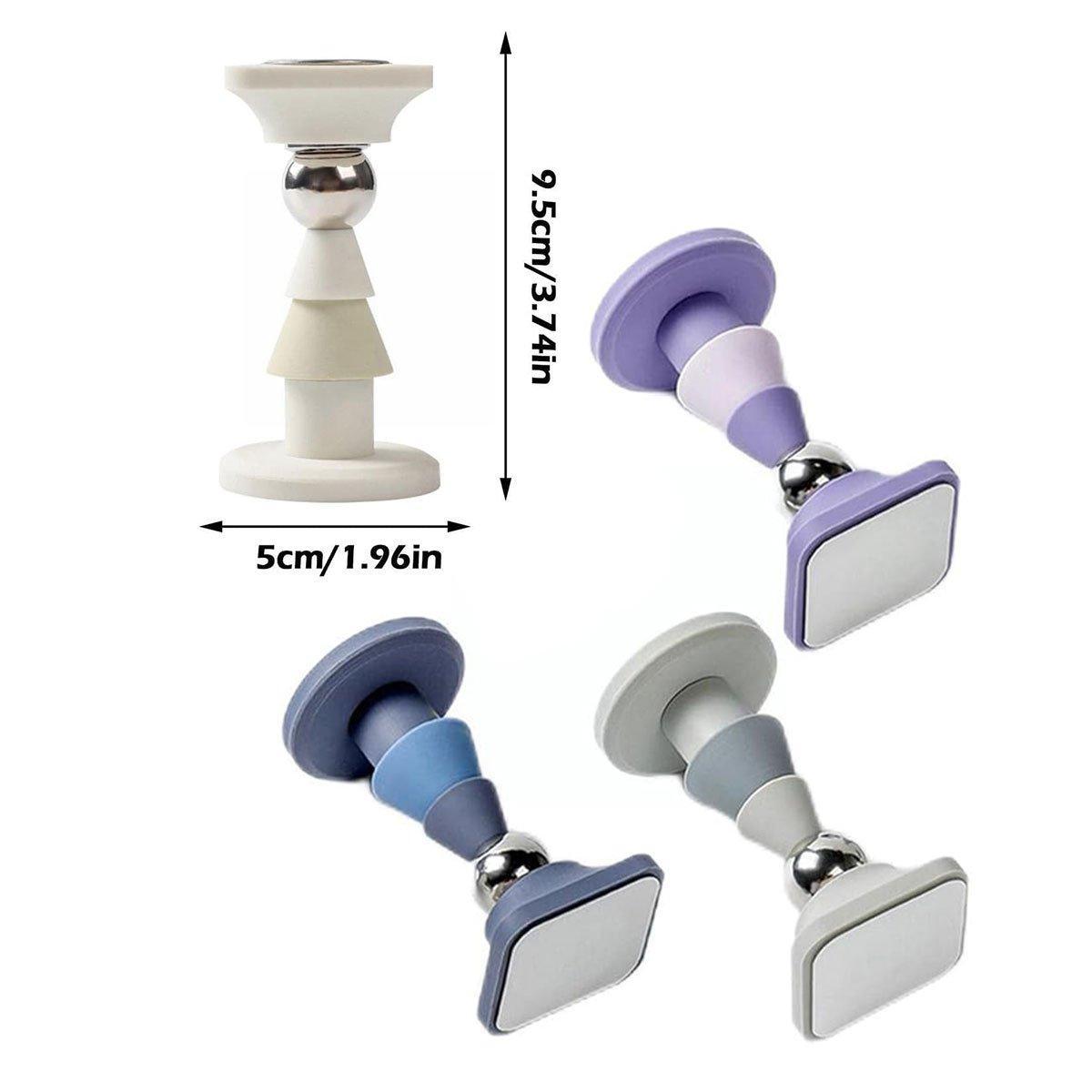 Silicone Silent Door Stopper with Suction Base and Secure Hold Catch Design - White