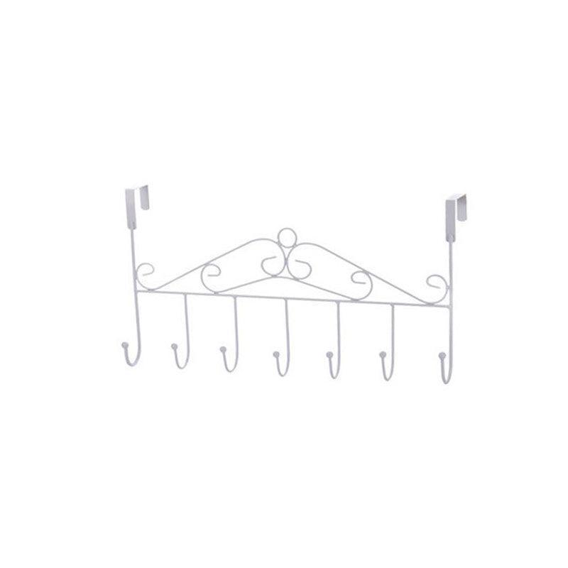 7-Hooks For Bedroom Over The Door Hanger Clothes Storage Towel Iron Hanging Rack - Black