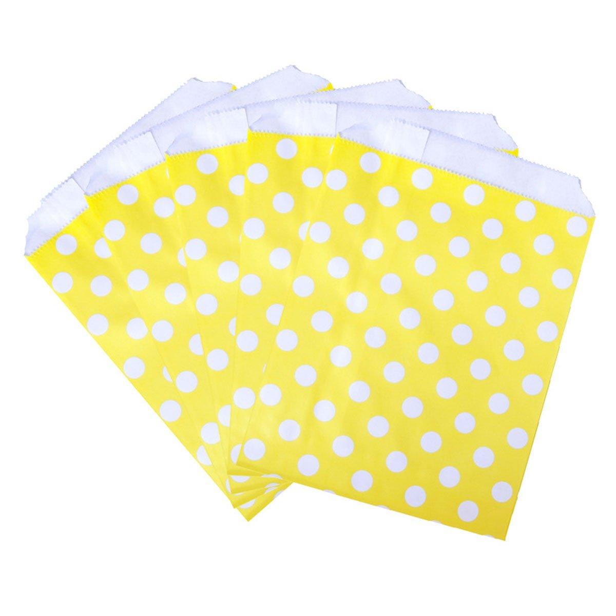 100pcs Colourful Polka Dot Paper Bags for Food Desserts Party Treats Packaging - Rose red
