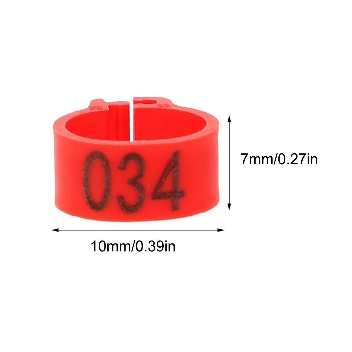 100X 001-100 Digital Numbered Bird Leg Band Rings Clip For Pigeon Parrot Poultry - Black