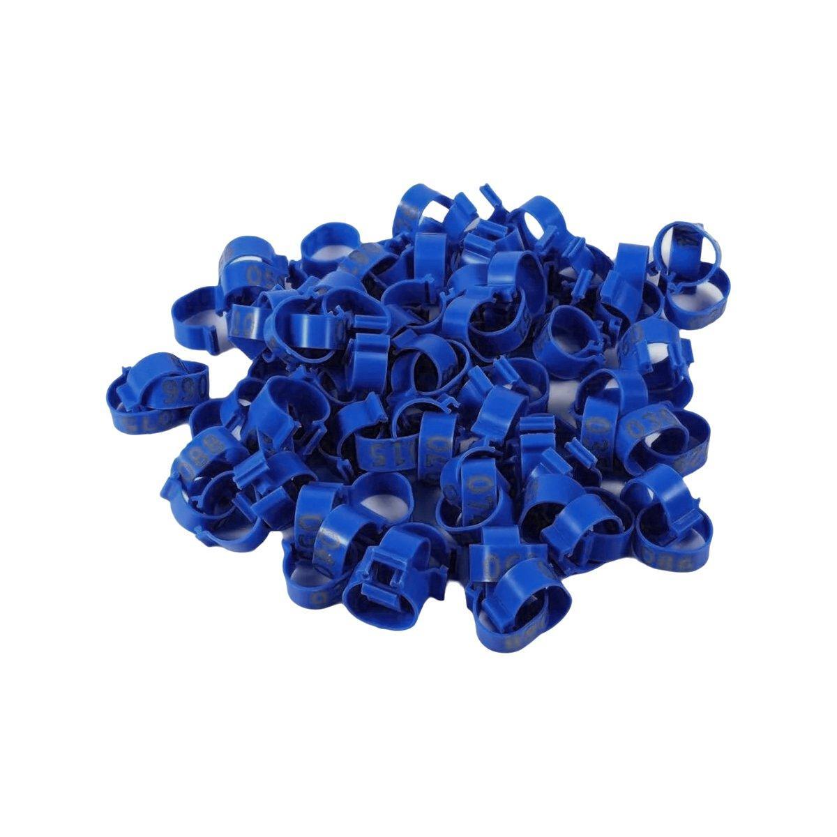100X 001-100 Digital Numbered Bird Leg Band Rings Clip For Pigeon Parrot Poultry - White