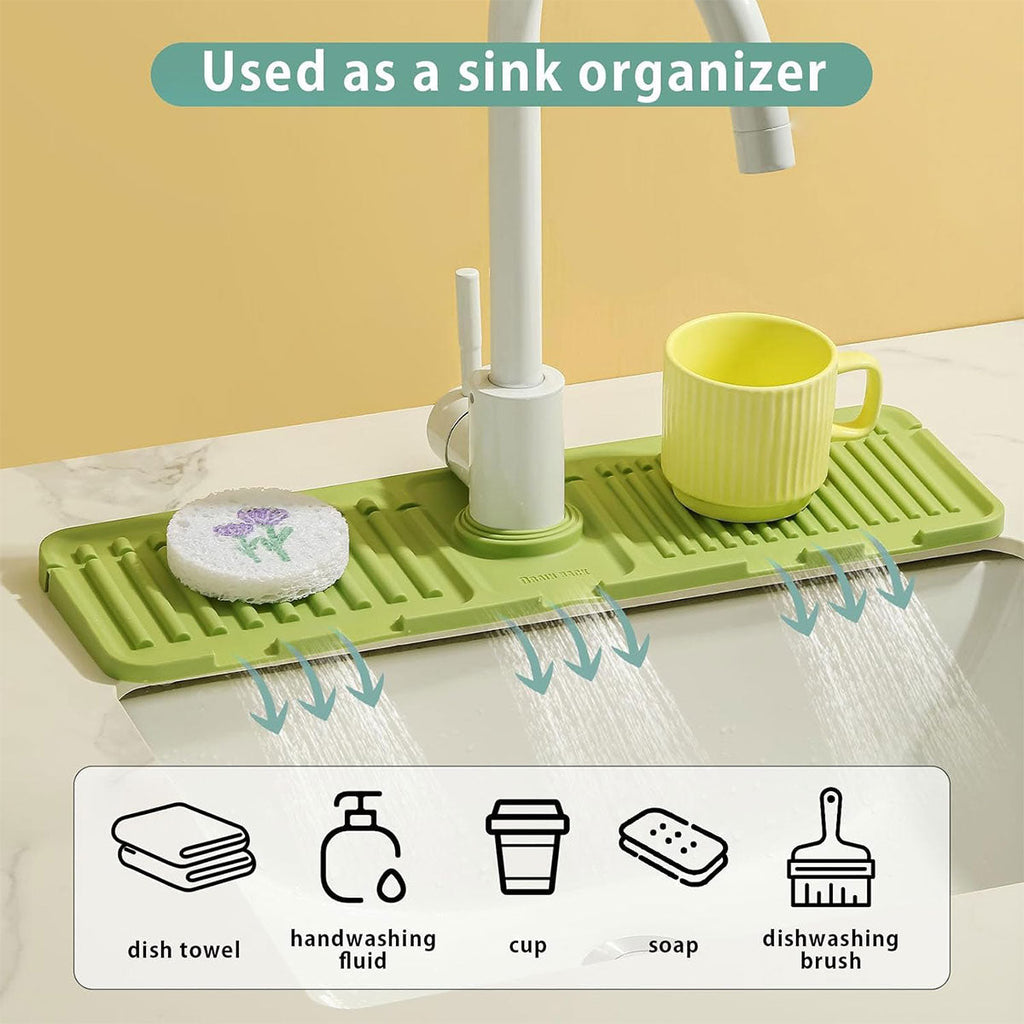 Faucet Draining Pad Narrow Sink Splash Guard Mat for Washbasin Water Catcher - White