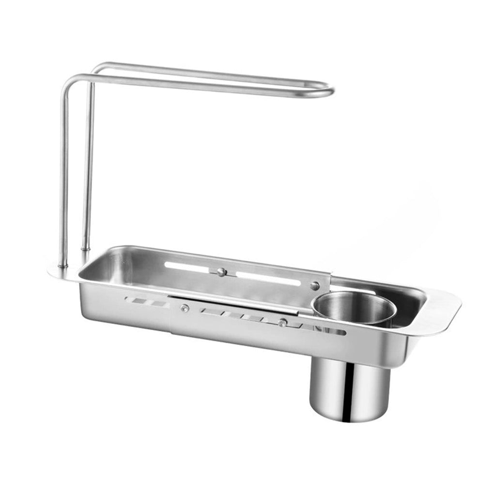 Retractable Kitchen Sink Draining Rack Water Filter Basket Storage Shelf Home - Silver