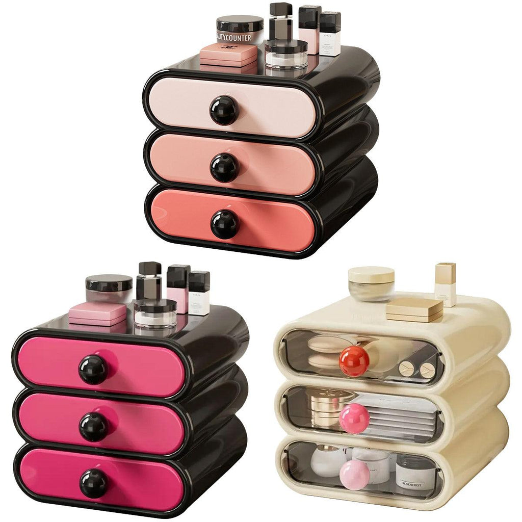 Drawer Cosmetic Organizer Desktop Storage Organizer for Makeup Desk Accessories - White