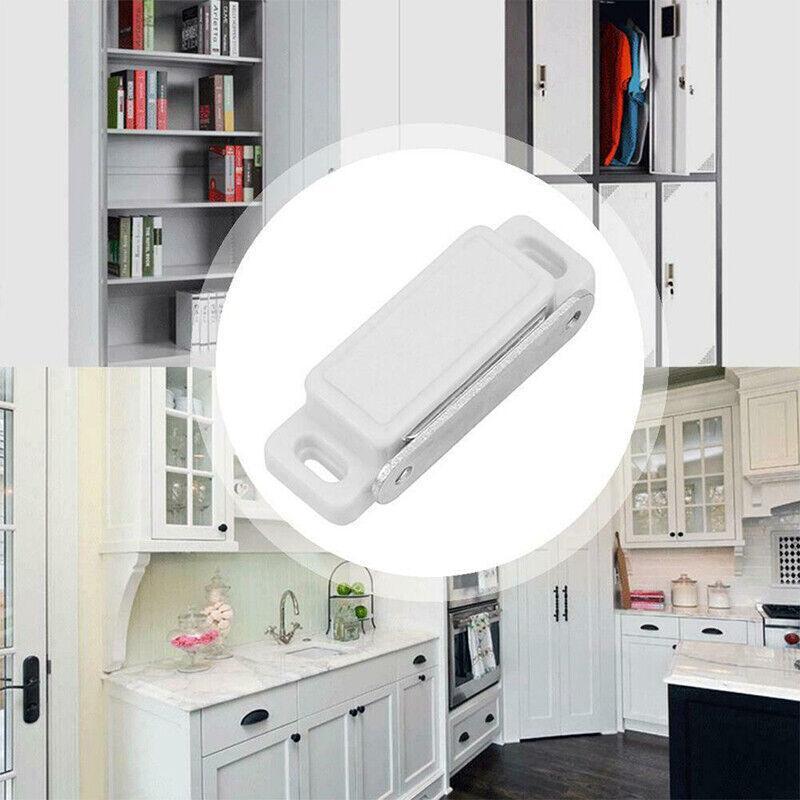 2/6/10/24/48Pcs White Magnetic Door Catch Cupboard Cabinet Wardrobe Drawer Latch - 2PCS