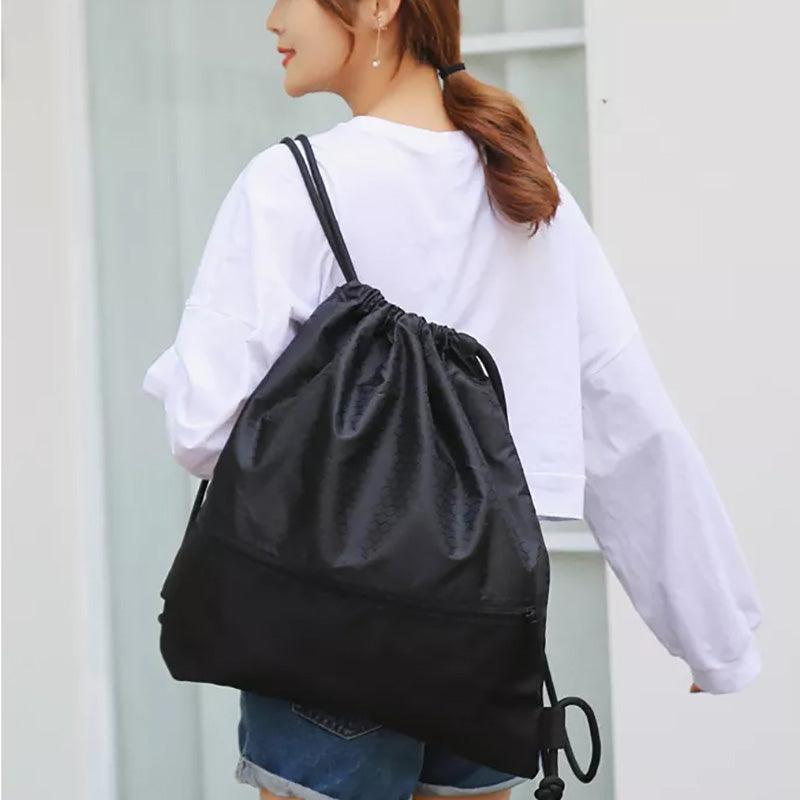 Backpack Sport Pack String Tote Gym Bag Cinch Sack School Drawstring Capacity - Grey