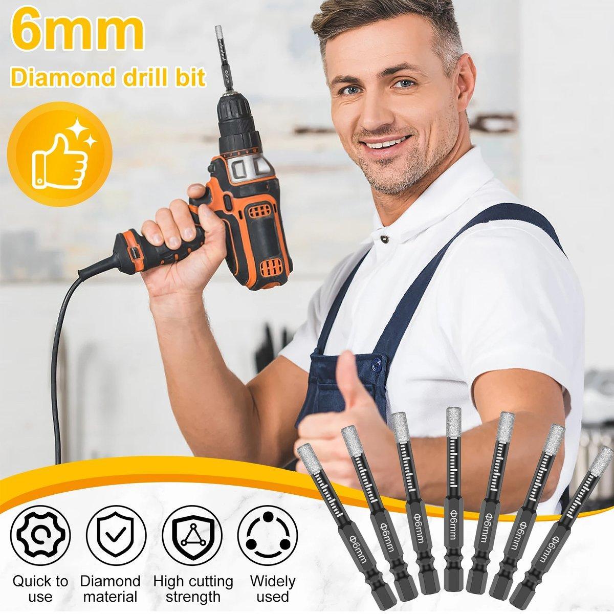 5Pcs Dry Diamond Core Drill Bit 6mm HoleSaw Cut Marble Tile Porcelain Granite
