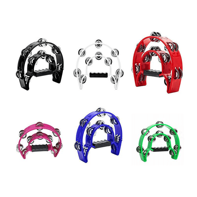 Double Half Moon Tambourine Handheld Musical Percussion Instrument Bell Drum - Blue