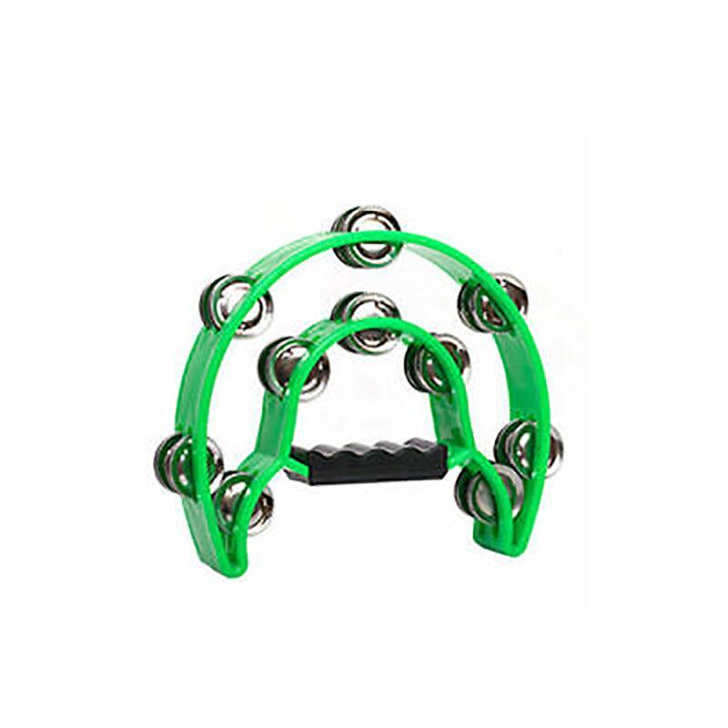Double Half Moon Tambourine Handheld Musical Percussion Instrument Bell Drum - Green