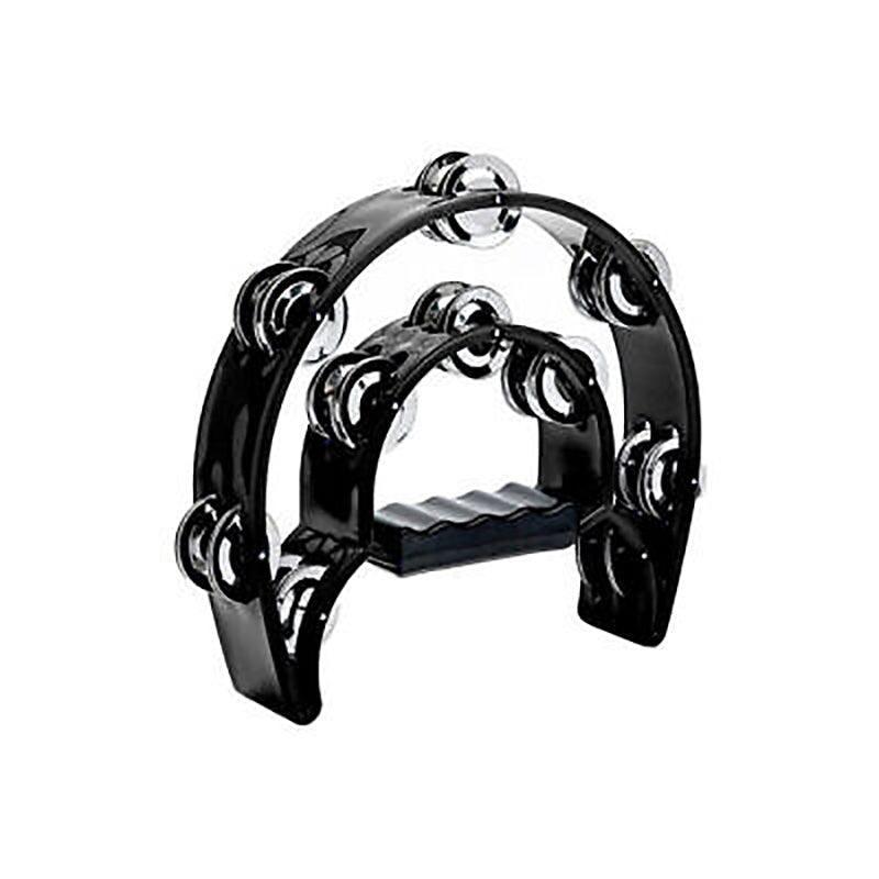 Double Half Moon Tambourine Handheld Musical Percussion Instrument Bell Drum - Pink