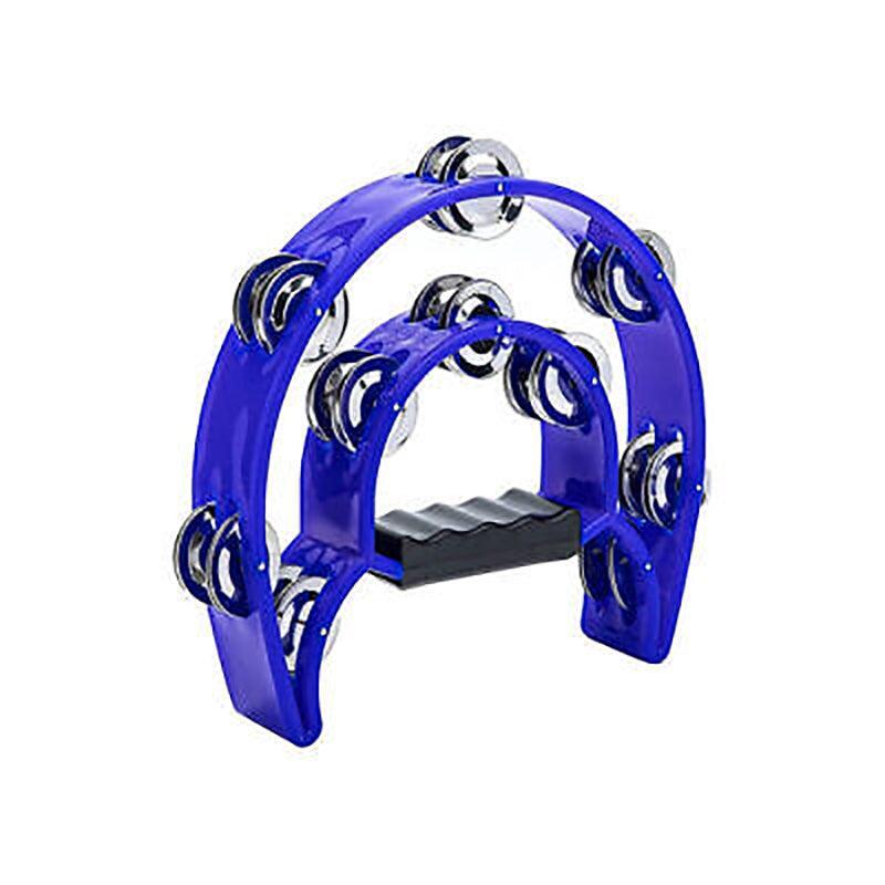 Double Half Moon Tambourine Handheld Musical Percussion Instrument Bell Drum - White