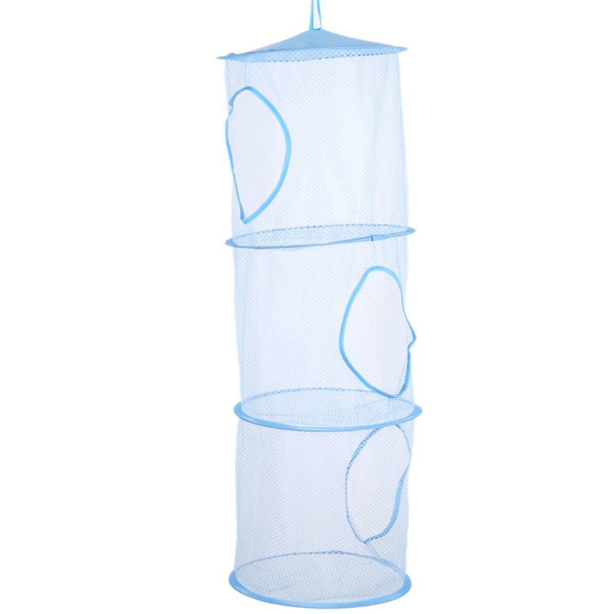 Foldable Clothes Drying Basket Three-layer Hanging Storage Breathable Organizer - Red