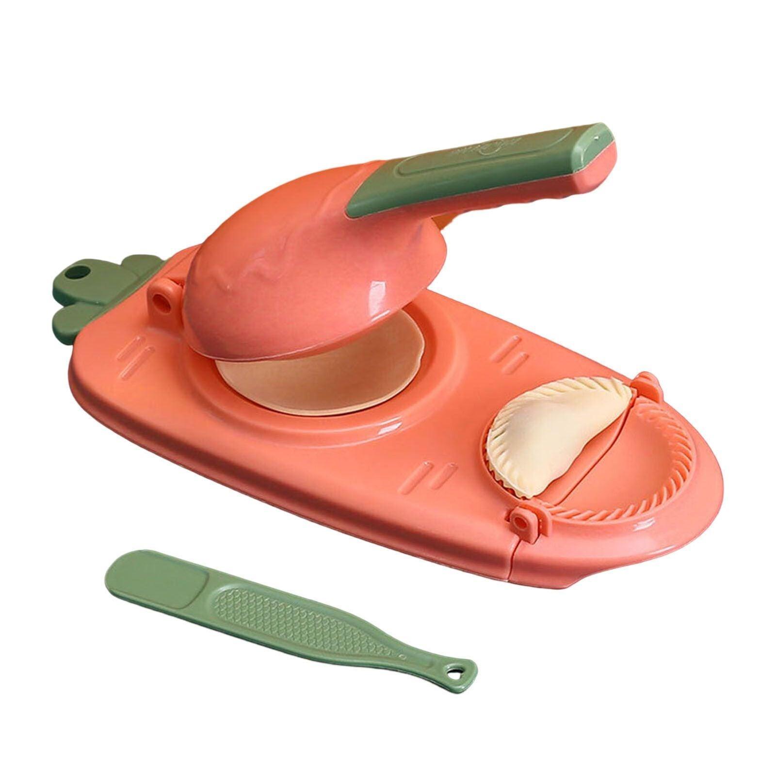 2in1 Dumpling Skin Chapati Maker Press Machine Wrapper Mould Handle Tools Pastry - Orange Red