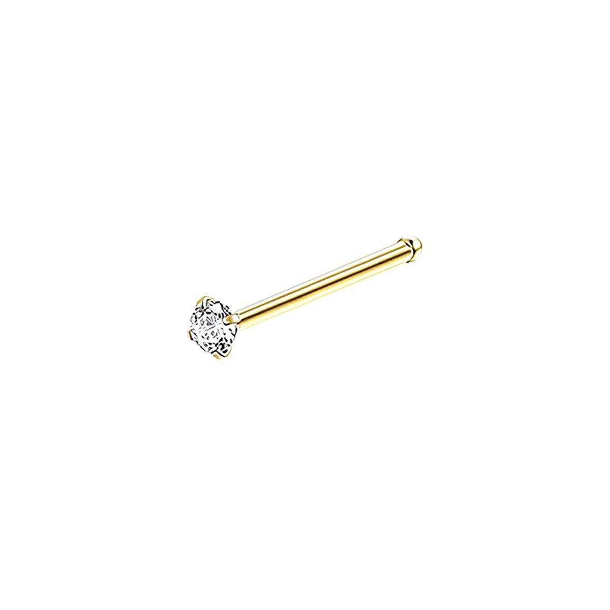 Stainless Steel Nosepiece with Gold Nose Stud Stylish Piercing Jewellery Women - L-Shaped Rod-1.5mm