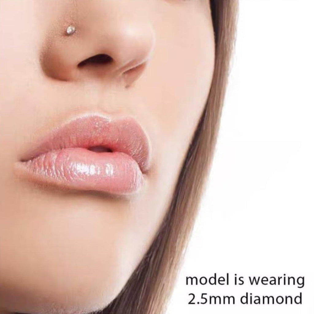 Stainless Steel Nosepiece with Gold Nose Stud Stylish Piercing Jewellery Women - L-Shaped Rod-2mm