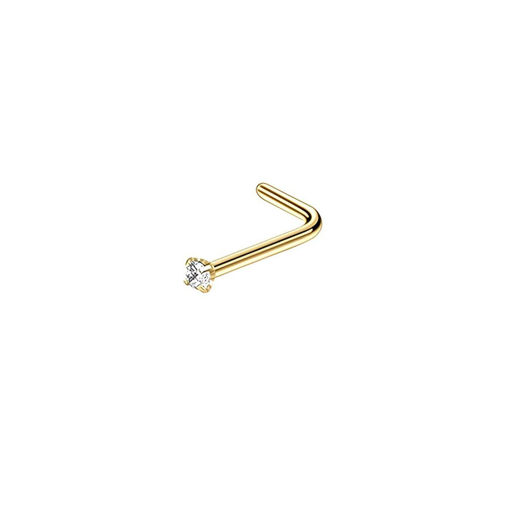 Stainless Steel Nosepiece with Gold Nose Stud Stylish Piercing Jewellery Women - S-Shaped Rod-3mm