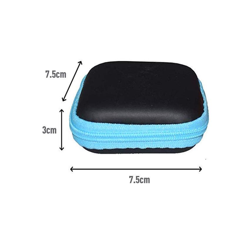 Portable Hard Case Pouch Storage Bag For Earphone Headphone Earbuds Cable - Blue
