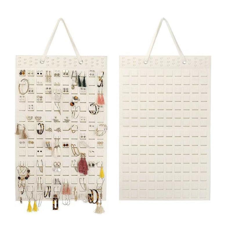 Hanging Jewelry Organizer Earring Necklace Holder Felt Display Storage Rack - Black