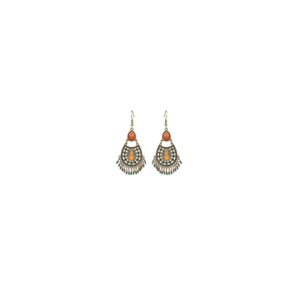 Retro Court Style Geometric Leaf Earrings Elegant Vintage Jewelry for Women Gift - 1