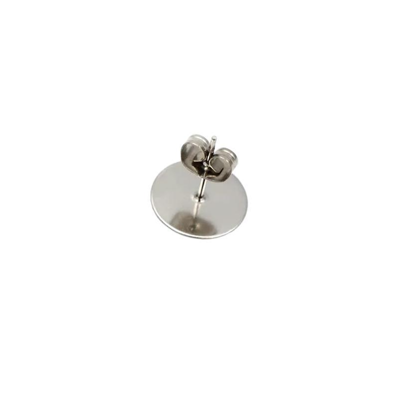 50/100/200PCS Earring Stud Posts Pads+Nut Backs Silvery Surgical Steel DIY Craft 4MM - 50PCS (50xpads&50xbacks)
