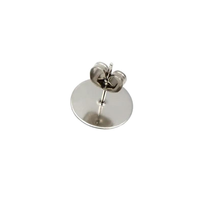 50/100/200PCS Earring Stud Posts Pads+Nut Backs Silvery Surgical Steel DIY Craft 6MM - 50PCS (50xpads&50xbacks)