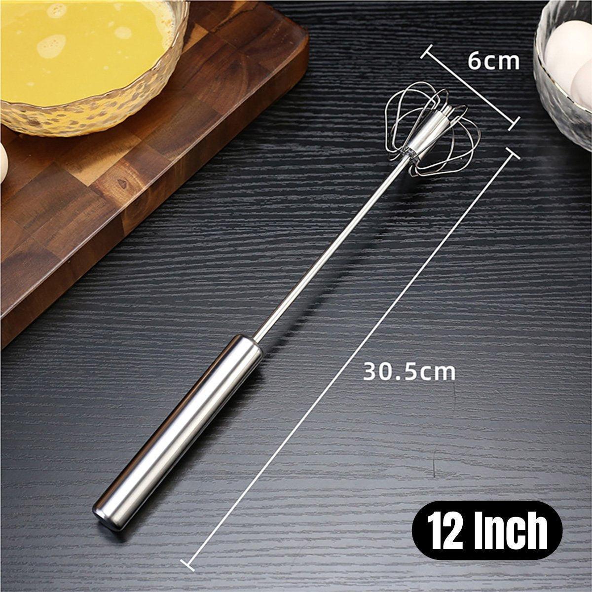 Stainless Steel Semi-Automatic Egg Beater Hand Pressed Kitchen Baking Tool - 14 Inch