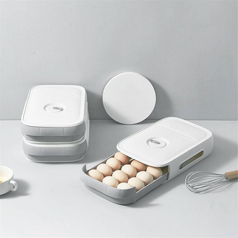 Drawer Type Eggs Tray Fruit Storage Box Kitchen Stacking Holder Food Container - White