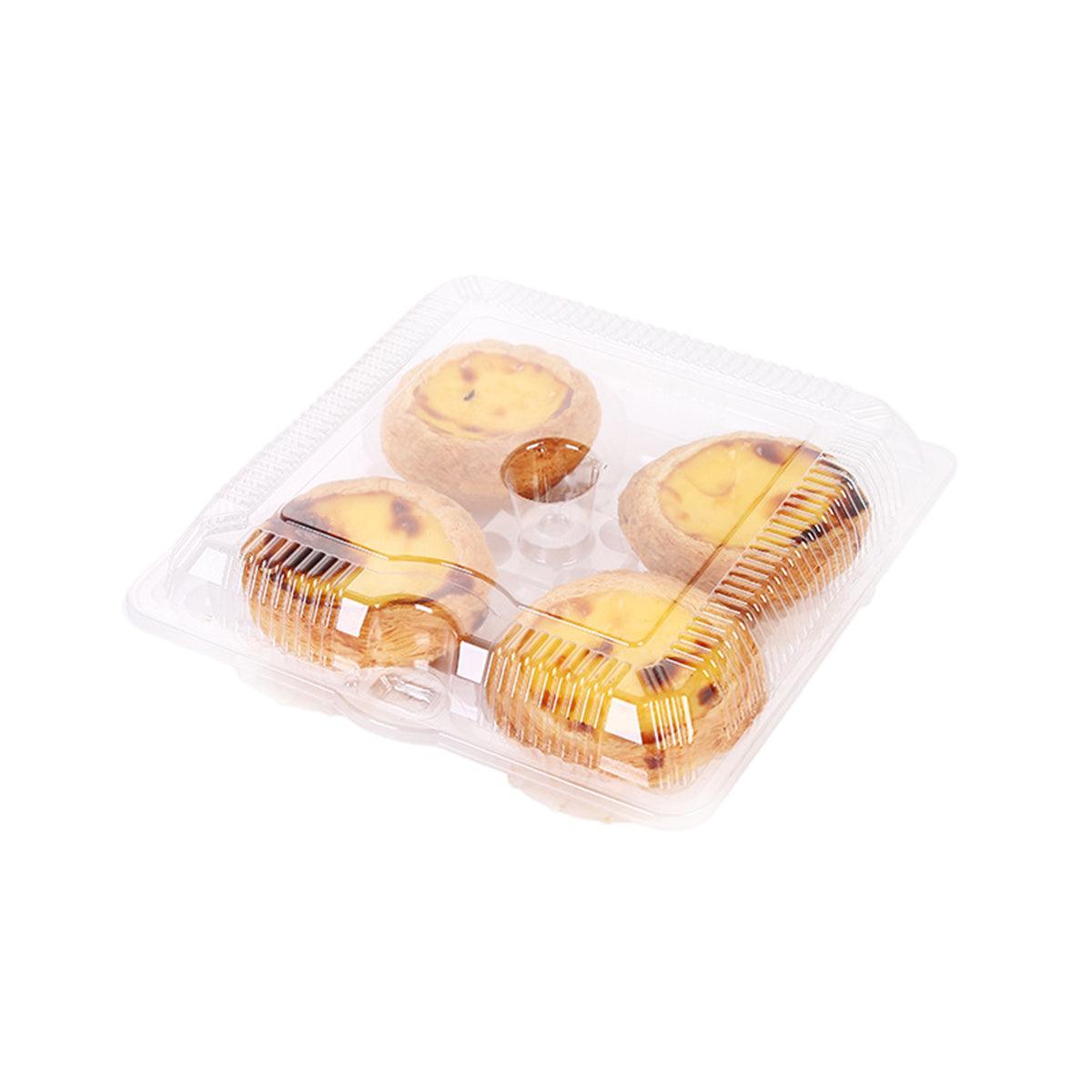 100PCS Transparent Plastic Egg Tart Box Disposable Bakery Packing Container - 17x18cm