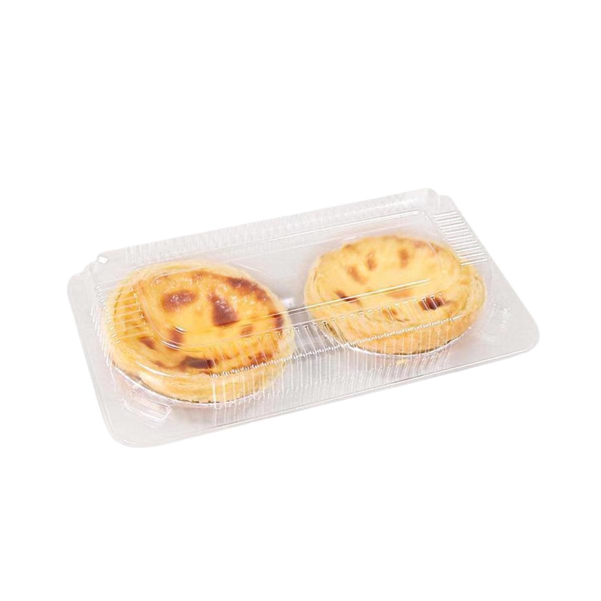 100PCS Transparent Plastic Egg Tart Box Disposable Bakery Packing Container - 25.5x17cm