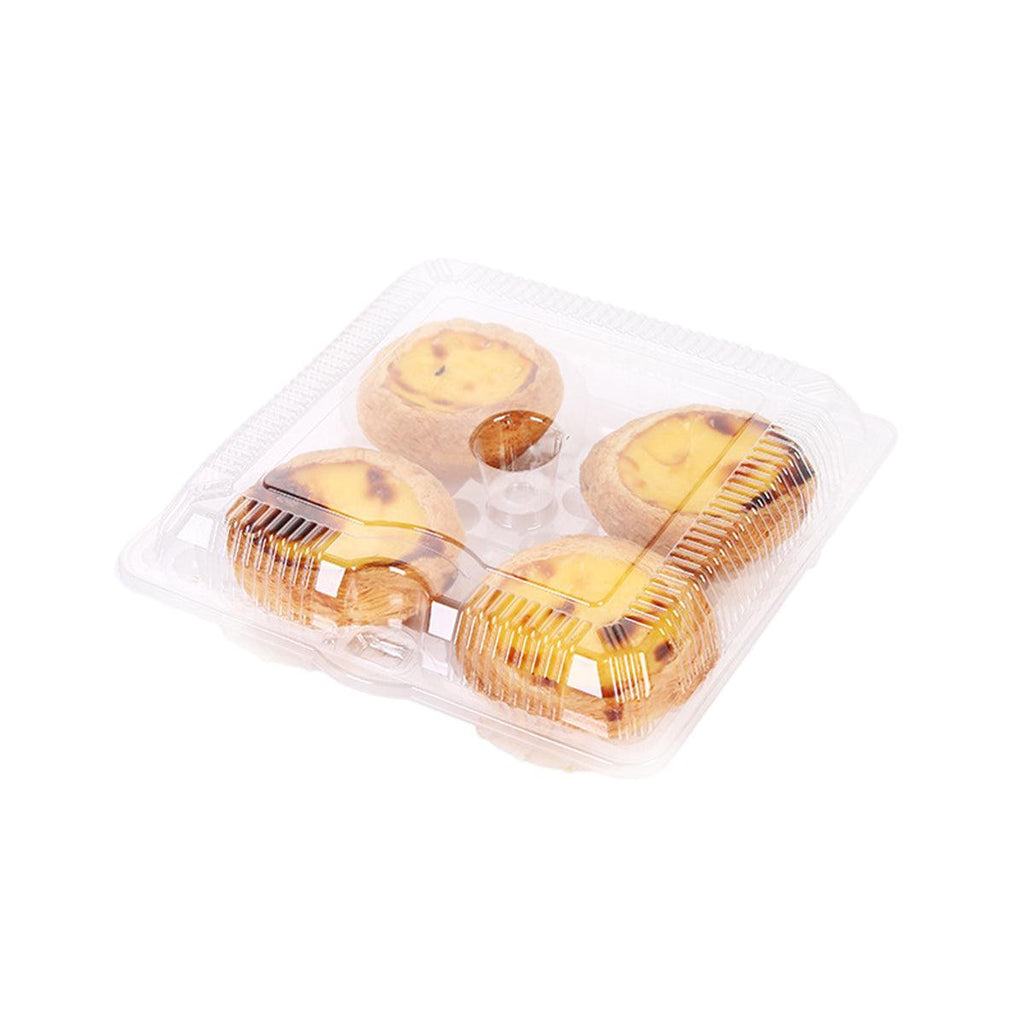 100PCS Transparent Plastic Egg Tart Box Disposable Bakery Packing Container - 25.5x17cm
