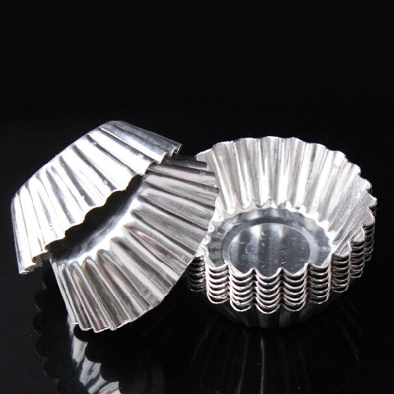 20pcs Aluminium Egg Tart Moulds Non Stick Round Baking Cups for Cupcakes Pies