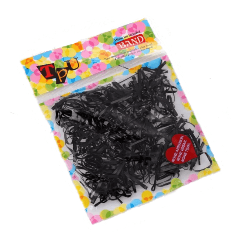 400pcs Small Elastic Rubber Band Hair Ties Multi Colour Black Ponytail Holders - Jelly Colour